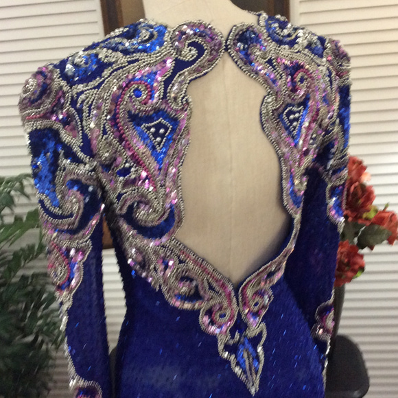 SOLD ... Glitzy Silk Sequin Pageant Evening Gown - Picture 8 of 8
